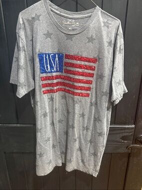 Sage Sequin USA Flag Short-Sleeve Tee by Southern Grace